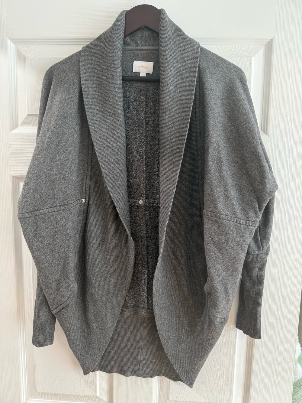 Wilfred Charcoal Shawl-Collar Open Cardigan